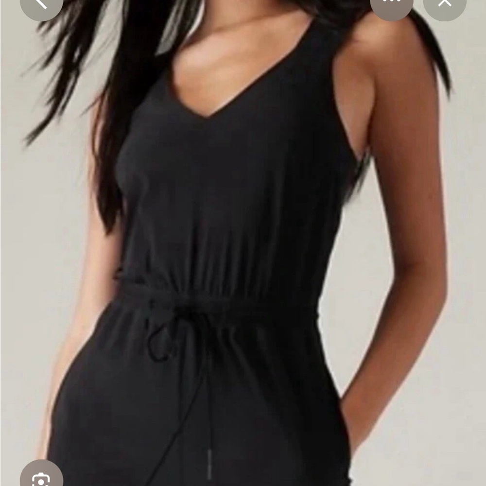 Athleta Black Savannah Drawstring Waist Mini Dress